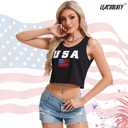 LEACOOLKEY Women's American Flag Crop Tank 4th of July Patriotic Sleeveless Tee Tops (XS)