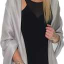 Pashmina Shawls and Wraps for Evening Dresses, Large Soft Pashminas Wedding Shawl (Light Grey Silver)