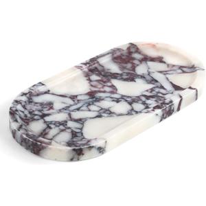 YMXYJM Real Natural Marble Tray for Bathroom, Luxury Calacatta Viola Stone Vanity Tray, Decorative Oval Trays for Countertop Storage Organizer, Dresser, Kitchen, Home Decor, 11.8" x 6", Purple