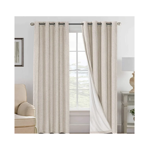 VERSAILTEX Linen 100% Blackout Curtains for Bedroom Full Light Blocking Curtains, Textured Window Curtain for Living Room 84 ×52 inch Grommet, Energy Efficient Curtains White Liner(2 Panels, Natural)