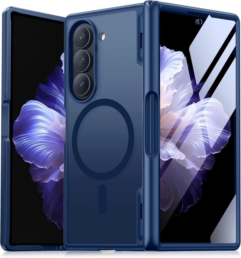 MOBOSI Magnetic for Z Fold 6 Case with HD Screen Protector, Compatible with Magsafe, Full-Body Slim Coverage Hinge Protection, Shockproof Phone Cover for Samsung Galaxy Z Fold6, Dark Blue
