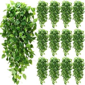 XunYee 28 Pcs Artificial Hanging Plants 3.6FT Fake Hanging Plants, Fake Ivy Vine Artificial Ivy Leaves Plastic Fake for Wall House Room Garden Wedding Garland Indoor Outdoor Decor, No Baskets