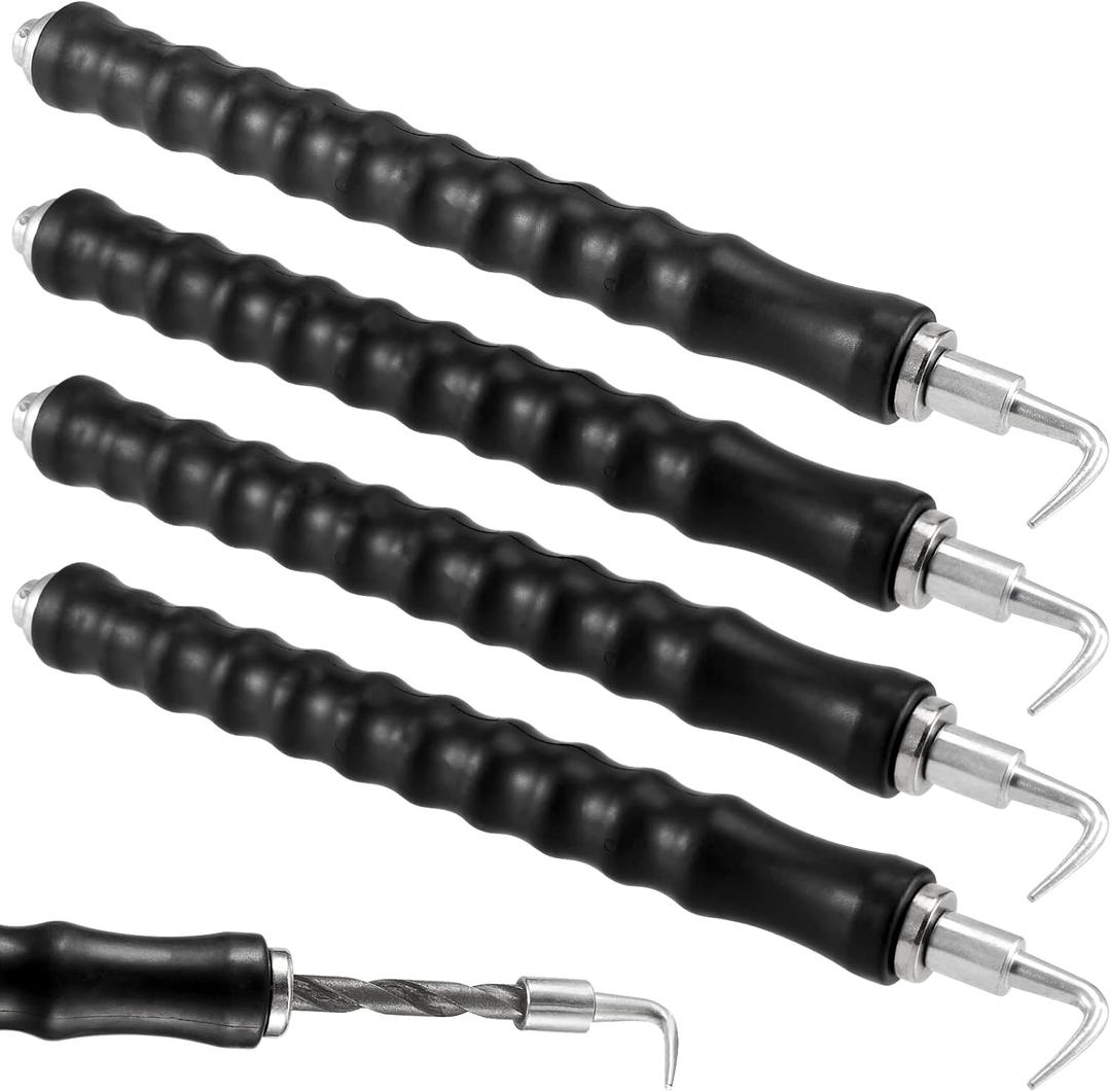 SEUNMUK 4 PCS Automatic Rebar Tie Wire Twister, Rebar Tie Wire Twister Tool with Ergonomic Rubber Handle Reinforced Spring for Construction, Home Improvement, Straight Hook, Black