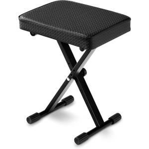 Adjustable Piano Bench, Waterproof Synthetic Leather Padded Seat, X-Style Stool with 2.4 inch Thicken Soft Cushion, for Keyboards Piano Guitar, 9.1"x12.2"x20" Black