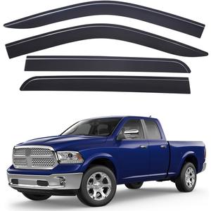 Lightronic Outside-Mount Low-Profile Auto Vent Window Visors, Fits 2009-2018 Dodge Ram 1500 Crew Cab, 2010-2025 Ram 2500 & 3500 Crew Cab/Mega Cab, 2019-2024 Ram 1500 Classic Crew Cab, Smoke, 4-Pcs