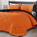 downluxe Queen Comforter Set - Orange and Black Queen Comforter, Soft Bedding Sets for All Seasons -3 Pieces - 1 Comforter (88"x92") and 2 Pillow Shams(20"x26")