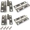 4Pcs 3" Lift Off Door Hinges, Heavy Duty Window Detachable Hinge 304 Stainless Steel for Internal External Doors (Left Handed)
