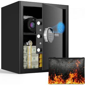 Biometric Safe with Fireproof Waterproof Bag, Small Safe 1.6 CuFt