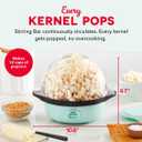 Dash SmartStore Stirring Popcorn Maker - Hot Oil Electric Popcorn Popper with Butter-Warming Tray, Clear Serving Bowl & Measuring Cup - 12 Cups, Aqua