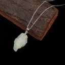 Yashee Ethiopian Opal Raw Pendant Necklace, Silver Plated, 18 inch