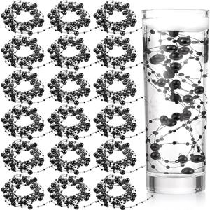 Hicarer 157 Feet 24 Strings Pearl String for Floating Candles Highlight Faux Pearl as Vase Filler Ideal for Wedding Party Garland Home Table Centerpieces Decor(Black)