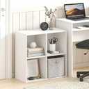 Furinno LUDER Book Shelf, 4-Cube Bookshelf, Bookcase, White