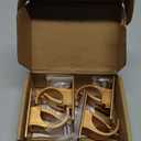 4 Pieces Self Adhesive Curtain Rod Bracket Universal Plastic Curtain Rod Holders, No Drill Curtain Rod Brackets Curtain Rod Hooks for Bathroom, Bedroom, Livingroom, Kitchen (Gold)