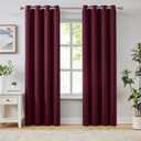 Melodiux Burgundy Linen Textured Room Darkening Curtains for Bedroom, Living Room, Farmhouse Silver Grommet Window Curtain Drapes, 52 by 63 Inches (2 Panel)