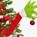 Christmas Elf Body Tree Decorations Furry Green Elf Arm Decorations Xtmas Tree Arm Hanging Ornament for Winter Party Supplies Xmas Holiday Decorations