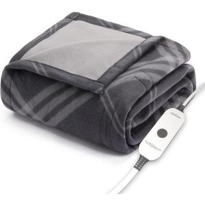 Sunbeam 50"x60" Electric Heated Throw Blanket, 4 Heat Settings, Auto Shut-Off, Machine Washable - Grey Galway Plaid