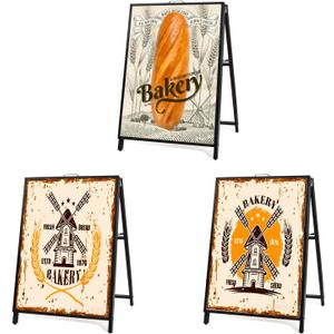 USCNC 3 PACK 24 x 36 Inch A Frame Sign Double-Sided Folding Sandwich Board Heavy Duty Slide-in Sidewalk Signboard for Outdoor Street Advertising Poster(Frame only，No white board)
