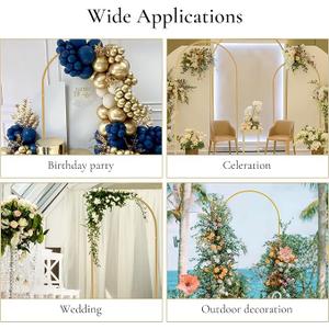 6FTx2.6FT Gold Wedding Arch Backdrop Stand Metal Arched Frame Gold Balloon Arch Stand for Ceremony,Birthday,Wedding Decoration, Color Gold-Arched