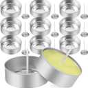 TEHAUX 150pcs Aluminum Tea Lights Cups - Metal Tea Light Tins with 2.5cm Height Candle Wicks - Empty Tealight Holders for DIY Candle Making & Wedding Mother Day Decor