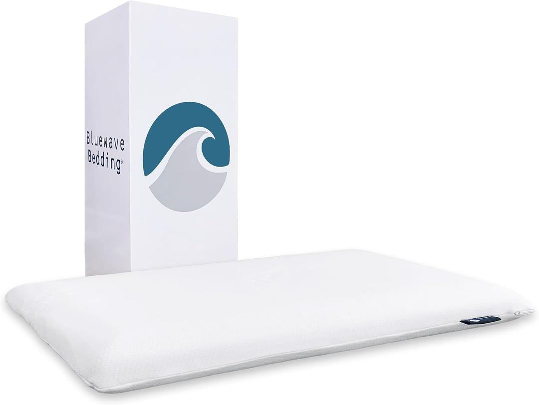 Bluewave Bedding Extra Slim Gel Memory Foam Pillow for Stomach and Back Sleepers - Thin, Flat, and Low Profile Design for Deeper Sleep (1.75-Inches Height, Standard Size)
