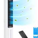 Dreo Tower Fans That Blow Cold Air, 40" Evaporative Air Cooler, Cooling Fan for Bedroom with 80 Oscillating, Ice Packs, Remote Control, 3 Modes 4-Speed Quiet Floor Fan, White (Standard)