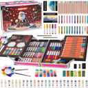 KINSPORY Art Supplies, 139 Pack Painting Drawing Art Kit with 2 Sketch Pads, Deluxe Double Layers Art Set Crafts, Colored Pencils, Oil Pastels, Watercolor Paints, Colored Markers for Kids (Red)