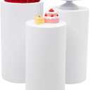 3 PCS Cylinder Pedestal Stands, White Cylinder Pedestal Display Stand Dessert Table Display Pillars Metal Plinth Pillars for Wedding Baby Shower Birthday Event Decor