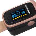 Oxygen Saturation Monitor, Wrinery Premium Pulse Oximeter Fingertip, Oxygen Monitor, O2 Saturation Monitor, OLED Portable Oximetry with Batteries, Lanyard (Rose gold-Royal black)