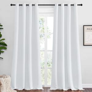 NICETOWN Bedroom Blackout Curtains Panels, 1 Pair, 55 inches by 92 Inch, Greyish White, Triple Weave Energy Saving Thermal Insulated Solid Grommet Blackout Draperies for Patio