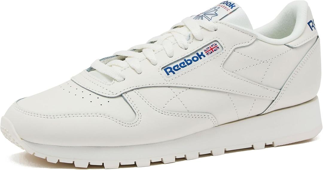 Reebok Men's Classic Leather Sneakers (6.5, Chalk/Vector Blue/Vector Red)