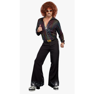 Morph Mens Disco Shirt 70s Outfit Full Disco Shirt Retro Party Wear 70s Style Clothing for Men XXL (Missing Pants )