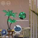 LIGHTSHARE 24Inch Twins Palm Tree Bonsai 25LED Lights, Green Light, Battery Powered or Plug-in Adapter (Included), Built-in Timer