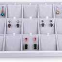Oirlv Velvet Jewelry Organizer Trays Stackable Showcase Jewelry Display Storage Tray (15 Grids Earrings)