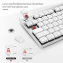 LeadsaiL Wireless Keyboard and Mouse Combo, 2.4Ghz Cordless Mechanical Keyboard and Silent Mouse for Business, Low-Profile Red Switch, 98-Key Compact Slim Keyboard for Windows/MacOS PC Laptop- Silver
