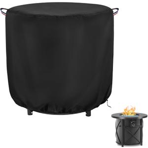 Fire Pit Cover Round,30 Inch 600D Waterproof Outdoor Propane Firepit Cover For 30 Inch Gas Fire Table,Heavy Duty Fade Resistant Patio Fireplace Cover with PU Coating - 30"D x 24"H