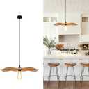 BOSHANGMEI 15'' Natural Rattan Chandelier Pendant Light-Farmhouse Boho Rattan Pendant Lights with Included E27 Bulb, 120V Wicker Pendant Lights for Dining Room Kitchen Island Bedroom Living Room