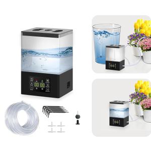 Automatic Watering System for Potted Plants,2 in 1 Automatic Drip Irrigation Kits Indoor 1.3L Tank Plant Watering System for Plants w/Programmable Water Timer,Auto & Manual Watering Mode & LED Display (Black)