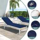 Chaise Lounge Cushions Outdoor Set of 4, 71x22x3 in, Navy Blue | Replacement Seat Pad, 28D Foam, Washable Cover, Waterproof Chair Cushion for Yard, Lawn Furniture, Poolside, Deck