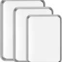 Cookie Sheet Baking Sheet Set of 3, Bastwe Commercial Grade Stainless Steel Baking Pan, Professional Bakeware Oven Tray, Healthy & Non-toxic, Rust Free & Mirror Finish, Easy Clean & Dishwasher Safe