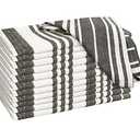 RUVANTI Cloth Napkins Set of 12 Cotton 100%, 20x20 Inches Napkins Cloth Washable, Soft, Absorbent. Cotton Napkins for Parties, Christmas, Thanksgiving, Weddings, Dinner Napkins Cloth - Grey Stripes