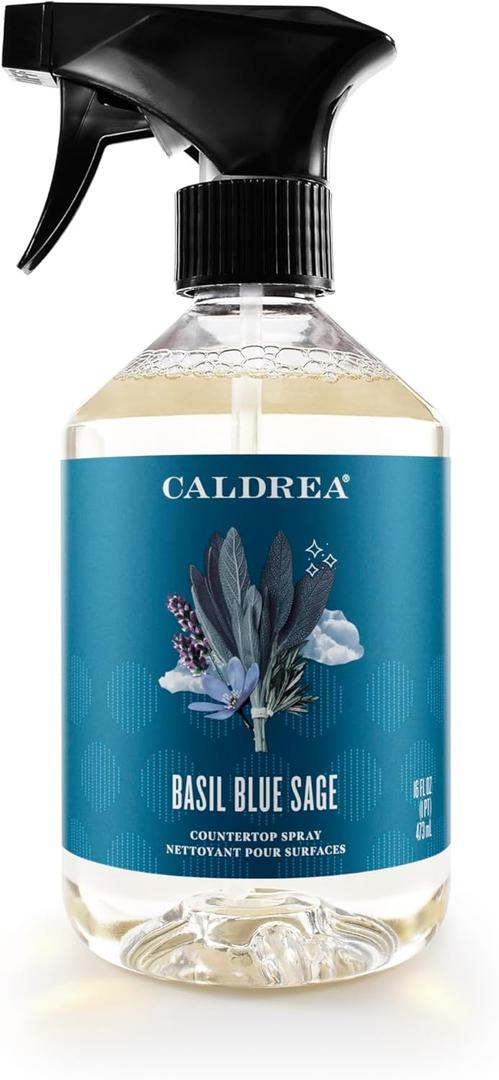 Caldrea Multi-surface CounterTop Spray Cleaner, Made With Vegetable Protein Extract, Basil Blue Sage, 16 Fl Oz