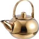 Cabilock Stainless Steel Stovetop Tea Kettle with Built-in Strainer 4.7 Inch Compact Teapot for Brewing Food Grade Whistling Kettle with Ergonomic Handle for Home Kitchen Use (2.6 Quarts, Golden 16CM)