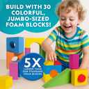 National Geographic Kids Jumbo Foam Blocks 30-Piece Foam Building Blocks for Toddlers & Preschoolers, Soft Stackable Blocks with Storage Bag, Early Learning & Sensory Building Toy