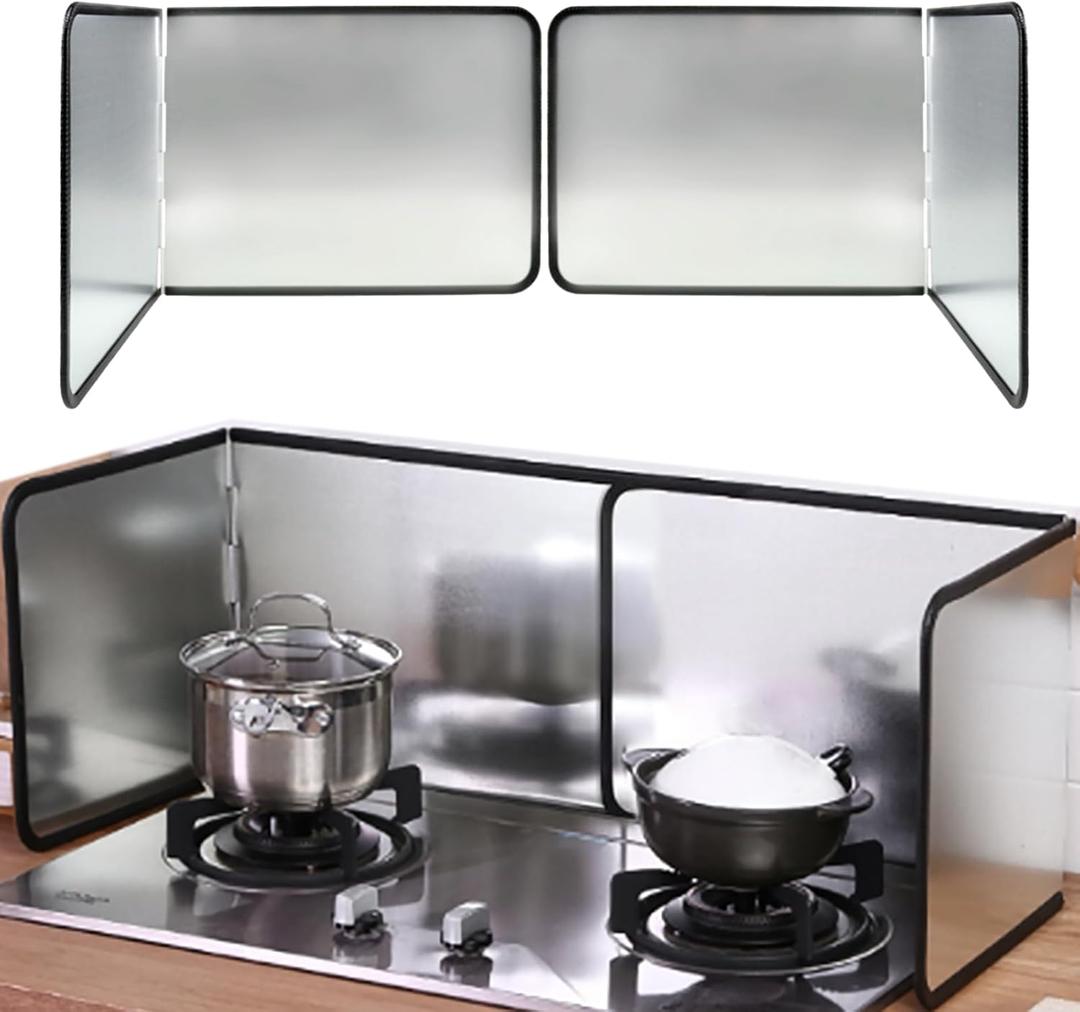 4 Sided Splatter Guard,Foldable Stainless Steel Oil Splatter Screens, Oil Splash Insulation, Oil Splatter Guard Stove Heat Insulation Board, 38 * 30 * 30cm (2Pcs), Silver, 20.99 (13" x15"- 2 Panels)
