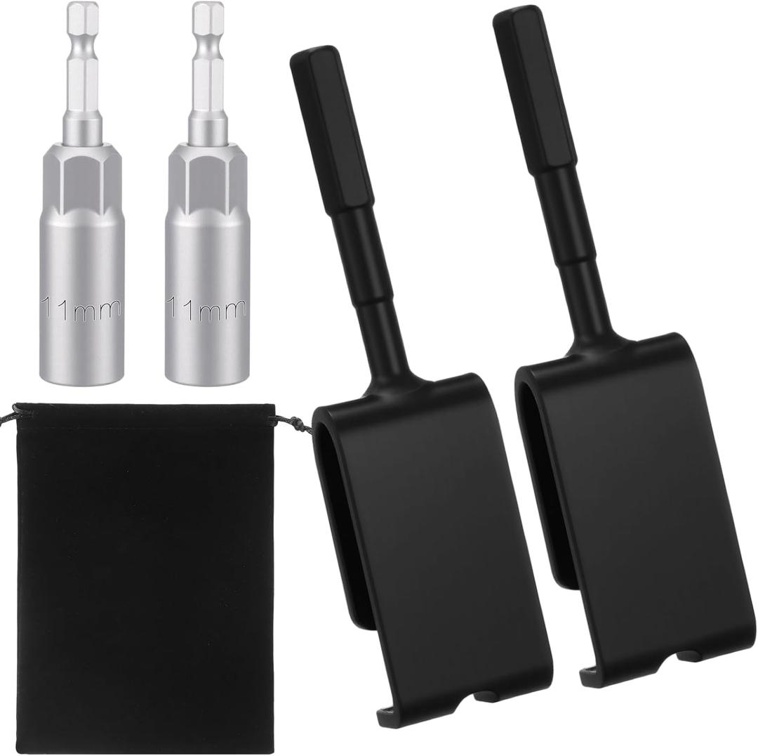 5 Pcs Ice Peg Adapter Set Include 2 Ice Anchor Drill Adapter 2 Rotating Sleeves 1 Storage Bag Metal Easy Installation for Fishing Shelters Accessories (Sliver)