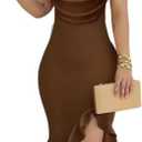 CHICME Womens Sexy Bodycon Party Dress Off The Shoulder Pearls Strap Midi Dress Ruffle Hem Cocktail Dresses-co-L