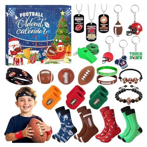 Football Advent Calendar 2025,24 Days Football Baseball Countdown Calendar for Boys Christmas Countdown Party Favor Toys for Kids Adults Xmas (Football)
