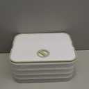 Dumplings Storage with 4 Layers, Stackable with Buckle, Lid & Handle for Cookies Wonton Donuts Box Organizer For Fridge, White-Green