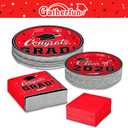 Gatherfun Graduation decorations 2026 Graduation Plates and Napkins Red Disposable Paper Plates Luncheon Napkins Cocktail Napkins for Congrats Grad Party Decorations, Serve 50