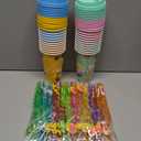 24 Sets Pool Beach Birthday Party Decorations Cups with Summer Silly Straws Bulk, 16 OZ Pool Reusable Plastic Cups with Lids, Summer Party Favors Supplies for Kids